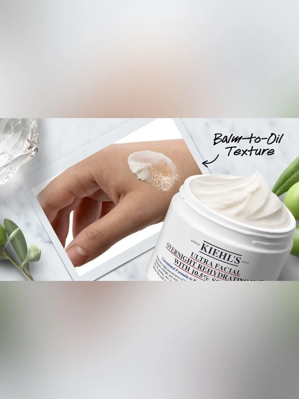 NEW Sephora Kiehl’s Ultra Facial Overnight Rehydrating Cream 10.5% Squalane acne